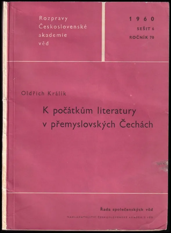 K počátkům literatury v přemyslovských Čechách Finální Výprodej