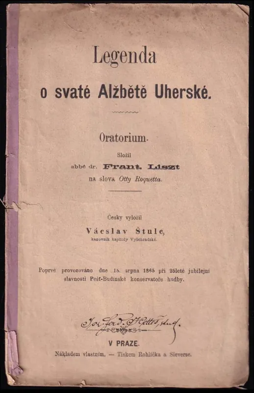 Legenda o svaté Alžbětě Uherské - PODPIS J. F. HETTEŠ Rychlé Dodání
